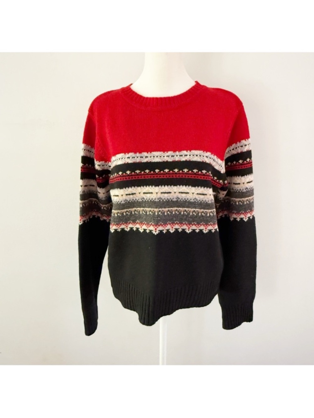 St Johns Bay Women‎ Fair Isle 100% Lambswool Sweater Medium Classic Ski Capsule